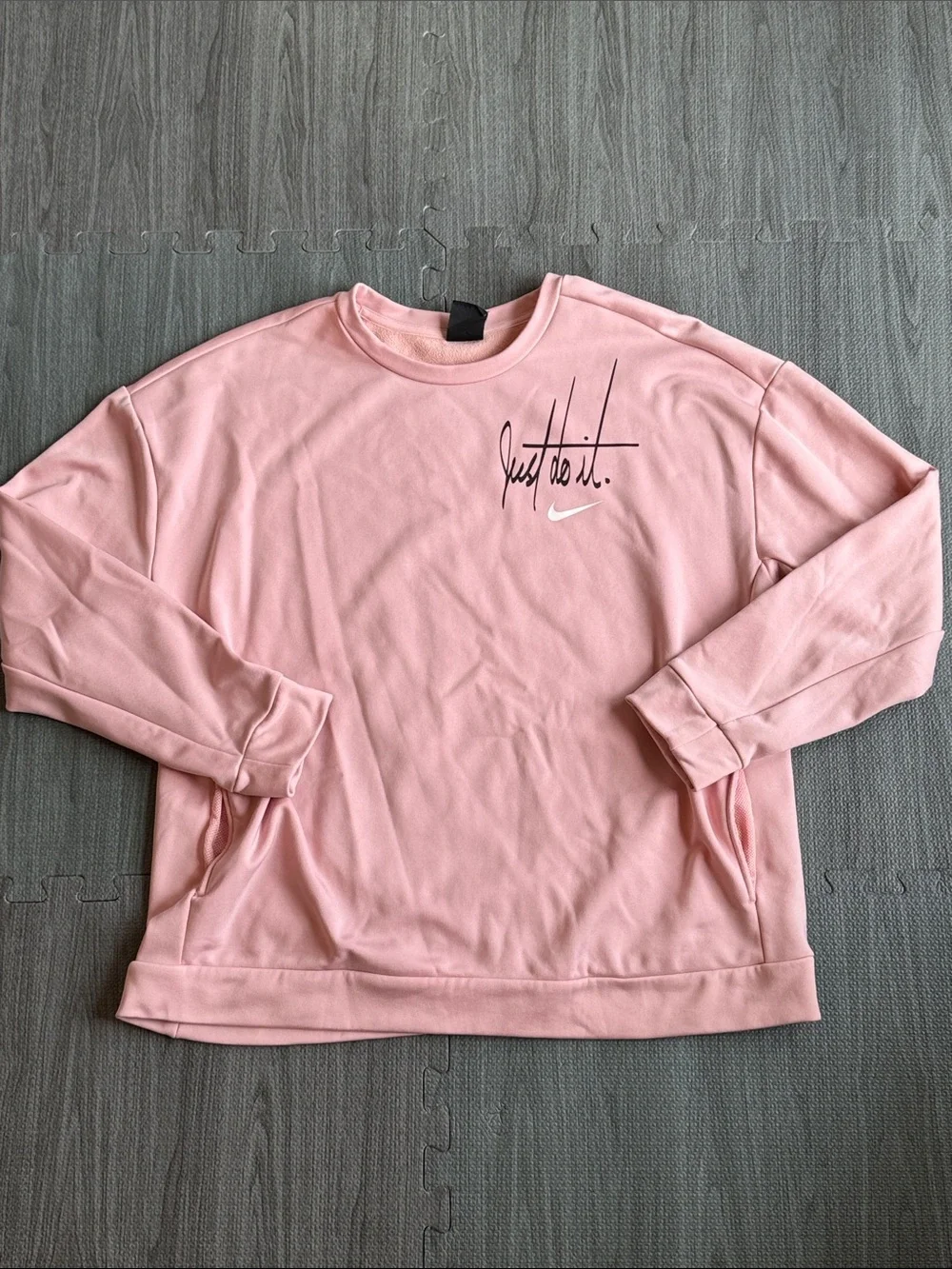 Nike Pink 'Just Do It' Script Crewneck Sweater - Women’s Size L